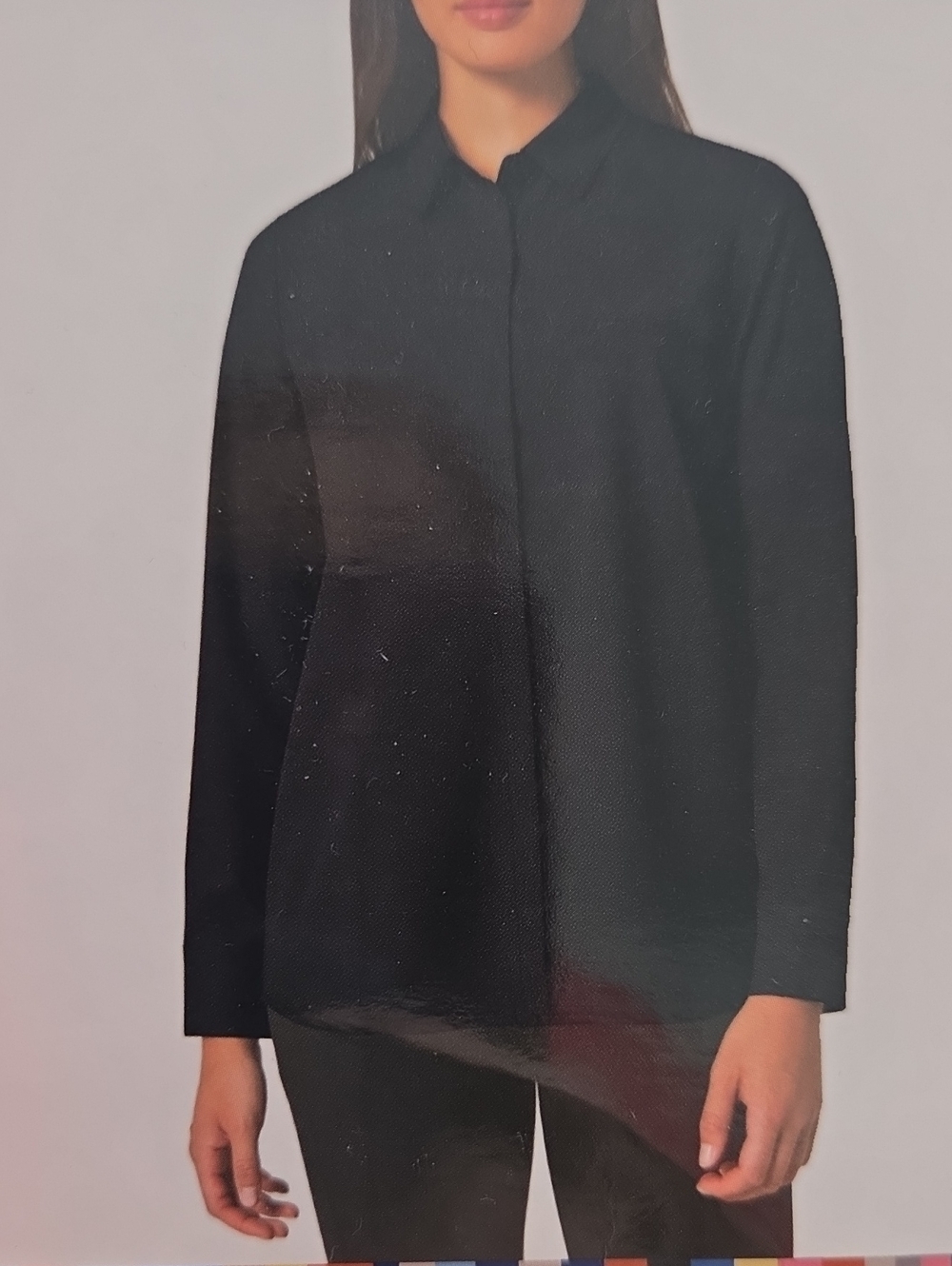 Modern Ambition Black Button-Front Long Sleeve Travel Shirt Basic Minimalist Med
